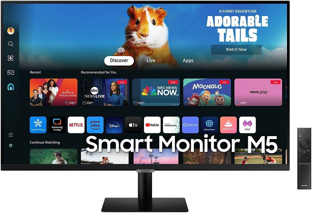 Samsung 32" Smart Monitor M5, VA Panel, Full HD (1920x1080) Resolution, HDR10, 60Hz Refresh Rate, 4ms Response Time, Smart TV Apps, HDMI / USB, Black | LS32DM500EMXUE