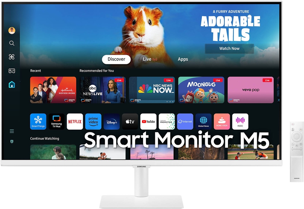 Samsung 32" Smart Monitor M5 (M50D), VA Panel, Full HD (1920x1080) Resolution, HDR10, 60Hz Refresh Rate, 4ms Response Time, Smart TV Apps, HDMI / USB, White  LS32DM501EMXUE