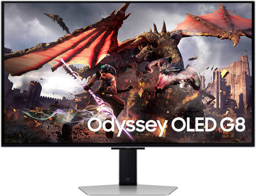 Samsung Odyssey G8 OLED 32-Inch 4K UHD Curved Gaming Monitor, 240Hz Refresh Rate, 0.03ms Response Time, AMD FreeSync Premium Pro, Smart TV Apps, CoreSync & Core Lighting+, USB-C, HDMI, DisplayPort – Black - LS32DG802EMXUE