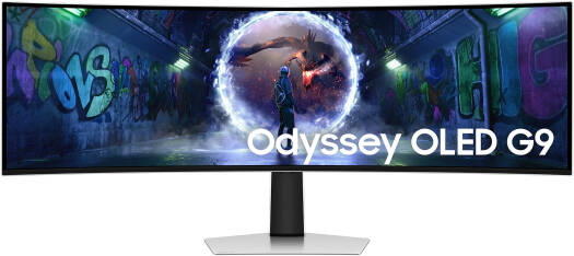 [LS49DG932SMXUE] Samsung 49" Odyssey OLED G9 Dual QHD Curved Gaming Monitor, 5120×1440 Resolution, 240Hz Refresh Rate, 0.03ms Response Time, HDR10, AMD FreeSync Premium Pro, G-Sync Compatible, Adjustable Stand, Silver, Middle East Version - LS49DG932SMXUE