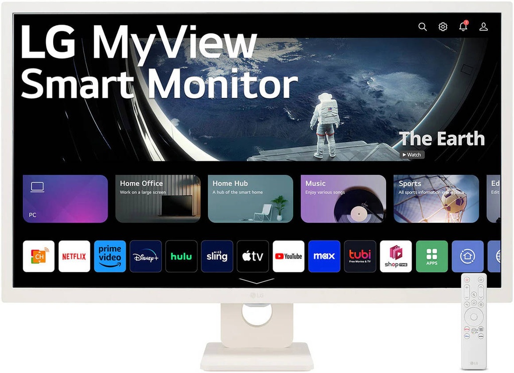 LG 32" Smart Monitor 32SR50F-G FHD IPS Display, 1920×1080 Resolution, webOS 23 Smart Features, HDR10, Built-in Dual Speakers, AirPlay 2, Screen Share, Bluetooth Connectivity, ThinQ App Support, Remote Control, Green
