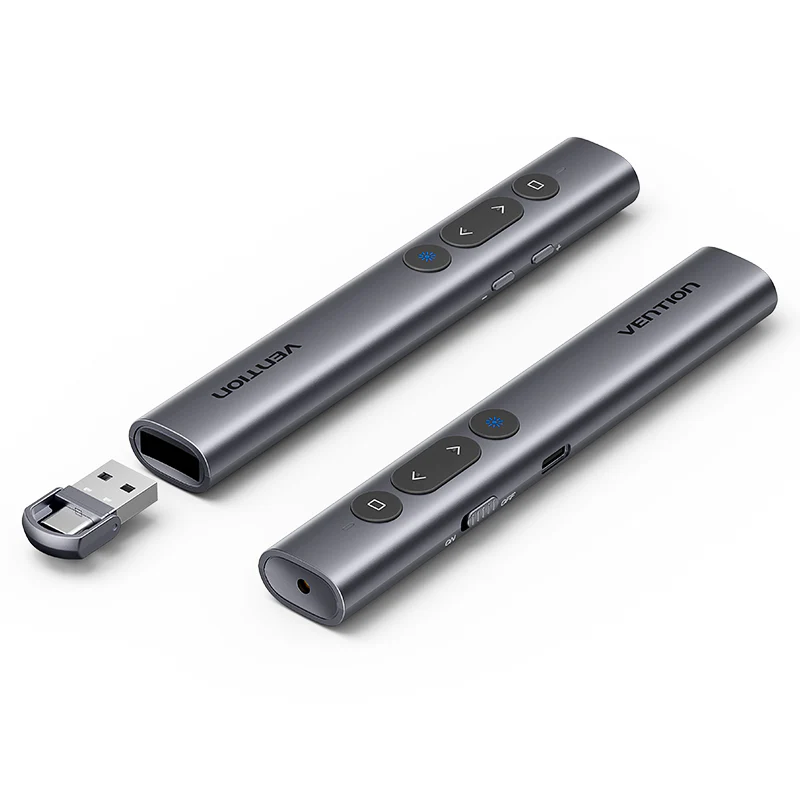 [KQJH0] VENTION Wireless PowerPoint Presentation Clicker with Green Laser Pointer – Gray Model# KQJH0