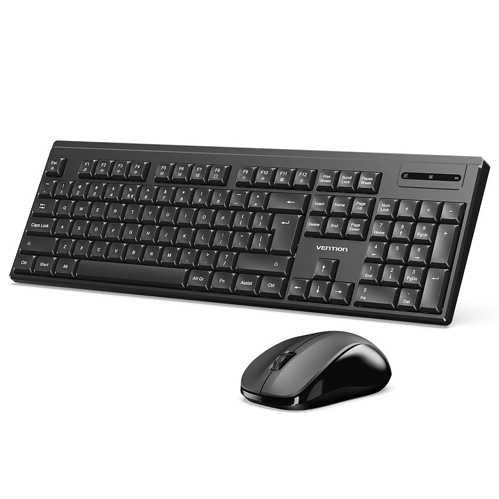 [KTZB0-EN] VENTION Wireless Full-Sized Silent Keyboard and Mouse Combo Black Slim Type - US English Layout Model# KTZB0-EN