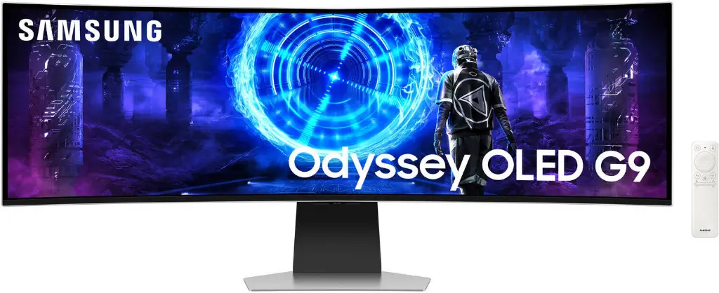 [LS49DG952SMXUE] Samsung Odyssey OLED G9 49″ 32:9 Dual QHD Curved OLED (5120×1440), 240Hz, 0.03ms Response, FreeSync Premium Pro, Quantum Dot, CoreSync Lighting + , 1-Year Warranty LS49DG952SMXUE 