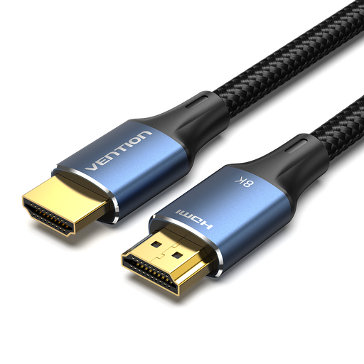 [ALGLI] VENTION Cotton Braided HDMI-A Male to Male HD Cable 8K 3M Blue Aluminum Alloy Type Model # ALGLI