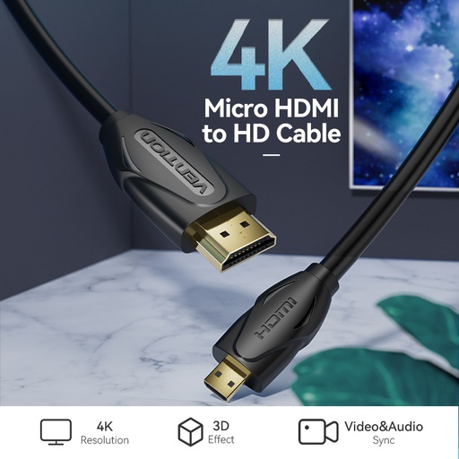 [VAA-D03-B150] VENTION Micro HDMI Cable 1.5M Black Model # VAA-D03-B150