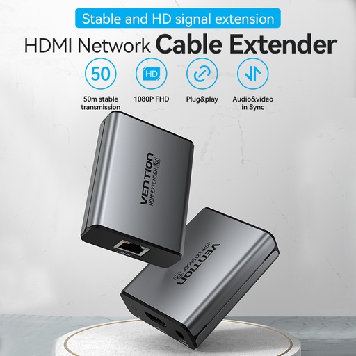 [AKGH0-UK] VENTION HDMI Network Cable Extender 50M Gray Aluminum Alloy Type Model # AKGH0-UK