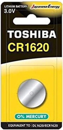 [CR1620-1] TOSHIBA CR1620 Lithium Coin Cell Battery 3.0V (0% Mercury) - Equivalent to: DL1620 / ECR1620