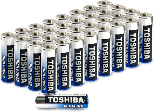 [258445] Toshiba AA Alkaline Batteries 40 Pack | High Power | Extra Long Operating Time | LR06 Superior Japanese Quality | Super Value Bulk Pack