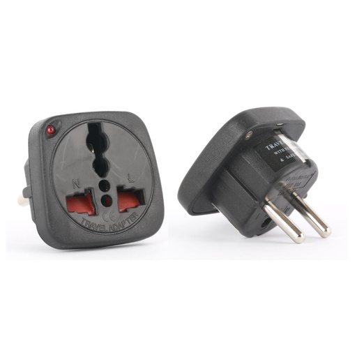 [TL 15B] Terminator Multi Travel Adaptor Suchko To Universal Power Adapter UK/US/AU to EU Converter With Shutter & Indicator (TL15B)
