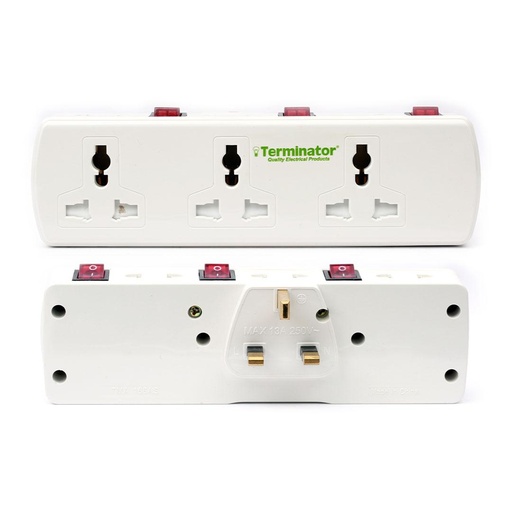 [TMA 166A] TERMINATOR 6 WAY UNIVERSAL T SOCKET AND INDICATOR WITH FUSED IN WHITE COLOR - TMA 166A