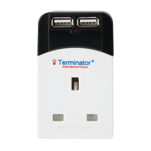 [TMA 36U2A] Terminator Multi Adaptor 3 Way Socket With 2000mA 2USB Sockets 13A Plug