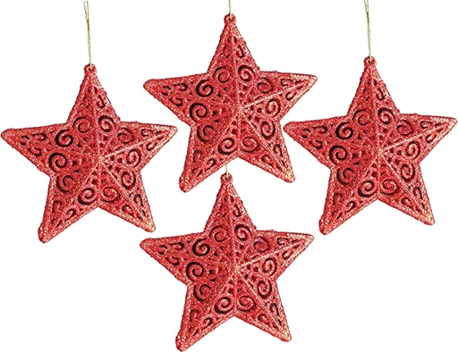 [STL-XMS-STR-4R] BUY4LESS - Decorative XMAS stars 4 Pcs 12.5 cm Christmas Tree dï¿½cor Red
