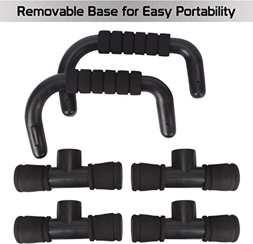 [Push Up Black] 1 Pair of Push Up Bar Stands I-Type Handles Fitness Equipment Gym Home Muscle Training Tools (Black/Black)