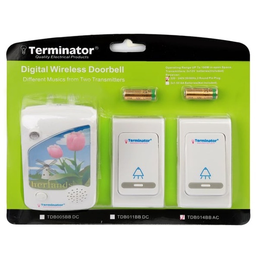 [TDB 014BB AC/13A] Digital Wireless Doorbell 38 Different Melodies TDB 014BB AC/13A