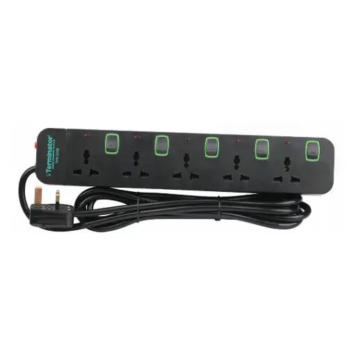 [TPB 325B-3M] Terminator 5 way black 3 meter universal power extension socket - TPB 325B-3M