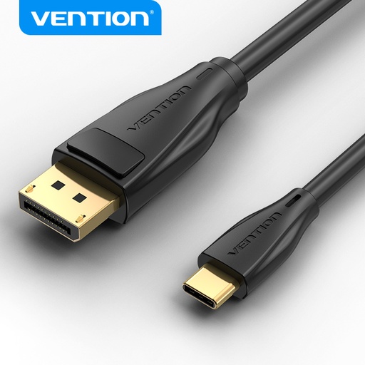 [CGYBF] VENTION USB-C to DisplayPort Cable, Thunderbolt Compatible, 8K@60Hz/4K@144Hz UHD, Gold-Plated, Tinned-Copper Conductor, Multiple Shielding, Plug & Play for Monitors and Projectors (USB-C to DP, 1 M)