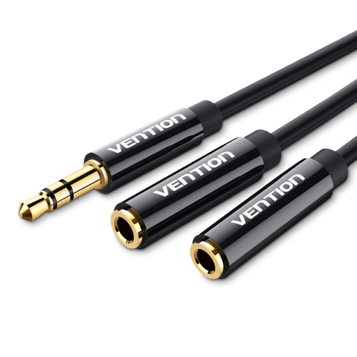 [BBSBY] VENTION 3.5mm Male to 2*3.5mm Female Stereo Splitter Cable 0.3M Black ABS Type Model # BBSBY
