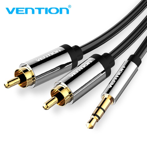 [BCFBG] VENTION 3.5mm Male to 2RCA Male Audio Cable 1.5M Black Metal Type Model # BCFBG