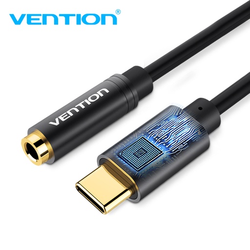 [BGCBA] VENTION Type-C to 3.5mm Female Audio Cable 0.1M Black Metal Type Model # BGCBA