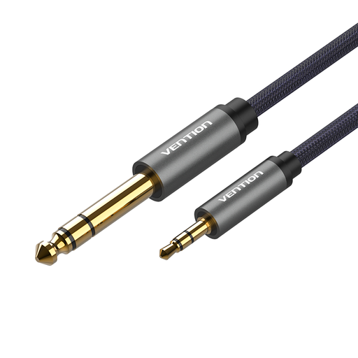 [BAIHJ] VENTION Nylon Braided 3.5mm Male to 6.5mm Male Audio Cable 5M Gray Model # BAIHJ