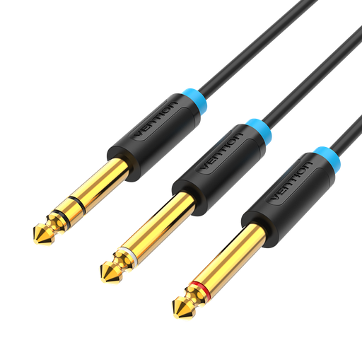 [BATBH] VENTION TRS 6.5mm Male to 2*6.5mm Male Audio Cable 2M Black Model # BATBH