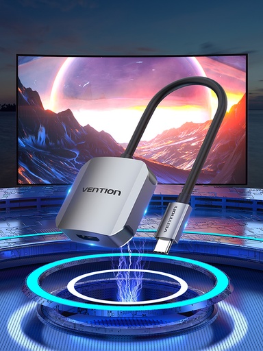 [TDEHB] VENTION USB-C to HDMI Converter 0.15M Gray Aluminum Alloy Type Model # TDEHB