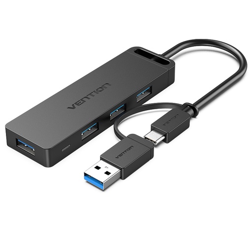 [CHTBB] VENTION 4-Port USB 3.0 Hub with Type C & USB 3.0 2-in-1 Interface and Power Supply 0.15M ABS Type Model # CHTBB