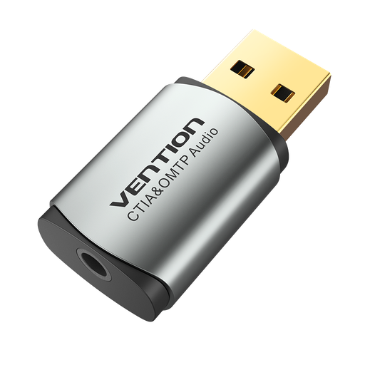 [CDLH0] VENTION USB External Sound Card Gray  Metal Type (OMTP-CTIA) Model # CDLH0