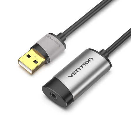 [CDJHB] VENTION USB External Sound Card 0.15M Gray Metal Type(OMTP-CTIA) Model # CDJHB