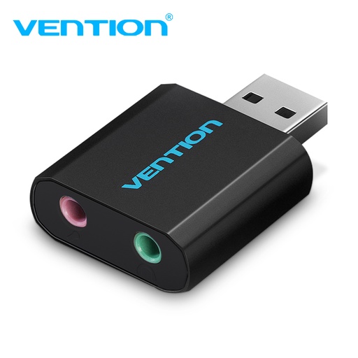[VAB-S17-B] VENTION USB External Sound Card Black Metal Type Model # VAB-S17-B
