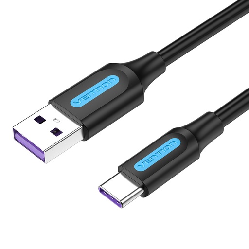 [CORBD] VENTION USB 2.0 A Male to C Male 5A Cable 0.5M Black PVC Type Model # CORBD