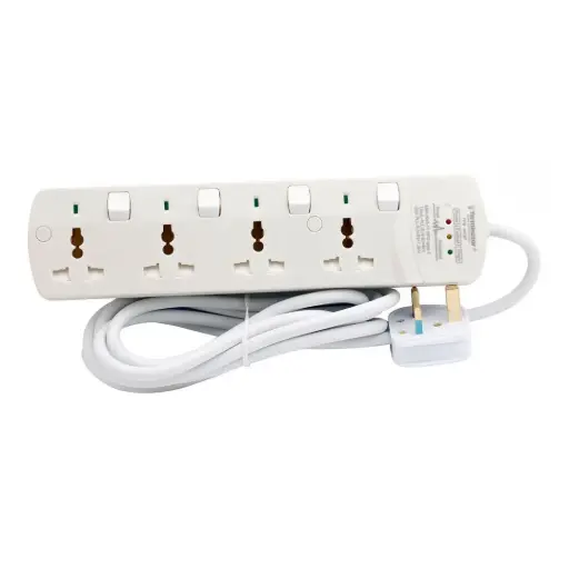[TPB 4ASP] Terminator 4 Way Universal Power Extension Socket With Surge Protection Individual Switches & Indicators 3M 13A