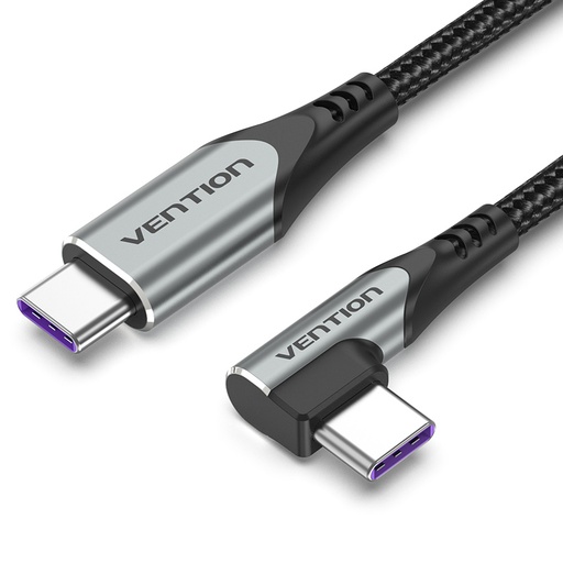 [TAKHH] VENTION USB 2.0 C Male Right Angle to C Male 5A Cable 2M Gray Aluminum Alloy Type Model # TAKHH