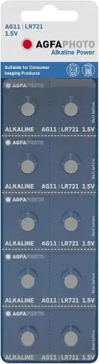 [863368] AGFAPHOTO Alkaline Long Lasting Coin Button Cell [ AG0, LR521, 379, 1190, LR63 ]  Pack of 10 Batteries Equivalent to batteries : LR521, 379, 1190, LR63, AG0