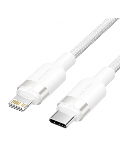[LALWH] VENTION USB 2.0 Type-C Male to Lightning Male 3A Cable 2M White Aluminum Alloy Type Model# LALWH