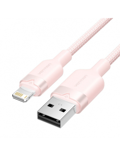 [LANPF] VENTION USB 2.0 Type-A Male to Lightning Male 2.4A Cable 1M Pink Aluminum Alloy Type Model# LANPF