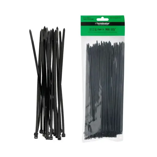 [TCT 3.5X250 BW] Terminator Cable Ties In Black Colour (100Pcs In Bag)
