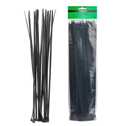 [TCT 4.8X400 BW] Terminator Cable Ties In Black Colour (100Pcs In Bag)