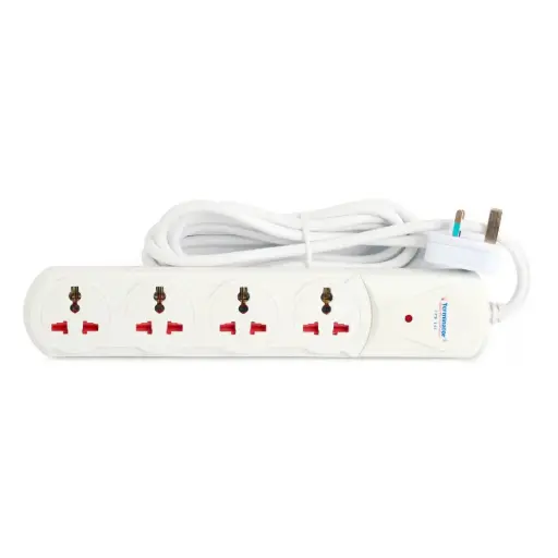 [TPB 14I-3M-CB] 4 Way Universal Power Extension Socket With Indicator 1.00mm2 Wire Off White Body 3M Cable 13A Plug