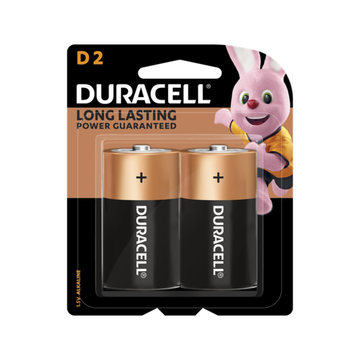[DCABLL D2] Duracell Alkaline Battery D Long Lasting 2 Pcs Blister Pack 