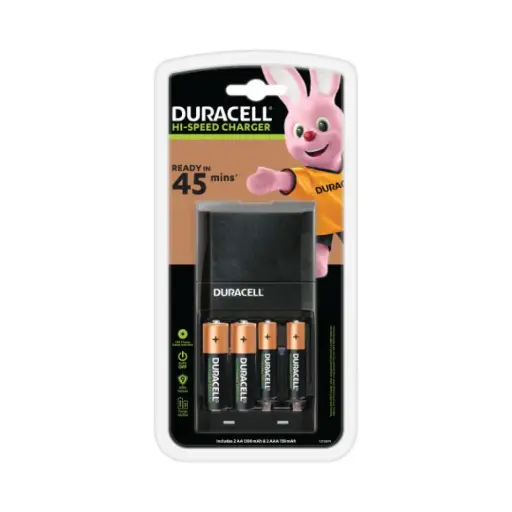 [DCBC 45M] Duracell Battery Charger NiMH 45M with 4 Pcs Battery (2AA 1300mAh & 2AAA 750mAh) Blister Pack 