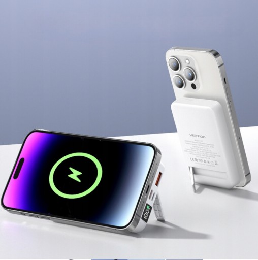 [FHTB0] VENTION 10000mAh Magnetic Wireless Power Bank (USB-C + Lightning + USB-C + USB-A +Wireless) 22.5W Black LED Display Type Model # FHTB0