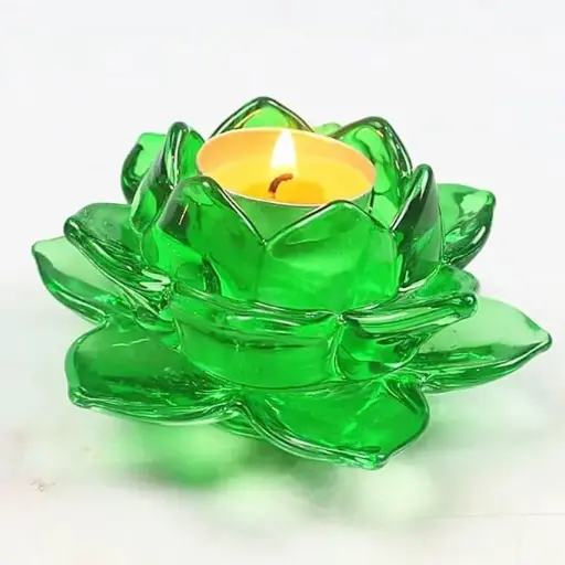 [CZ112-G] BUY4LESS - Glass Tea Light Candle Holder Lotus Flower pack of 1 (Green)