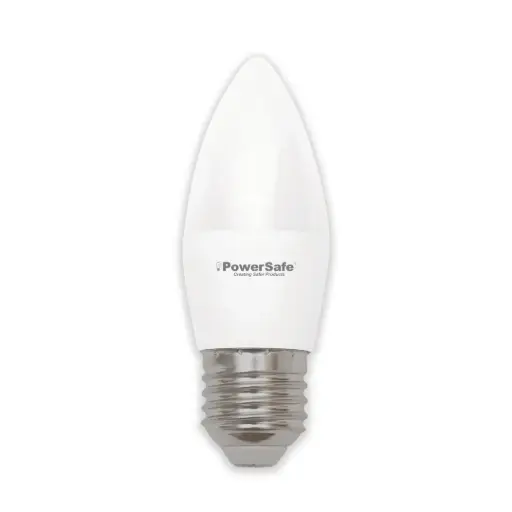 [PSLEDBC 0527 WW] PowerSafe LED Candle Bulb 5W Warm White E27, 400 Lumen, 3000K, 85% Energy Saving, 15,000 Hours Lifespan, with Surge Protection, ESMA Approved