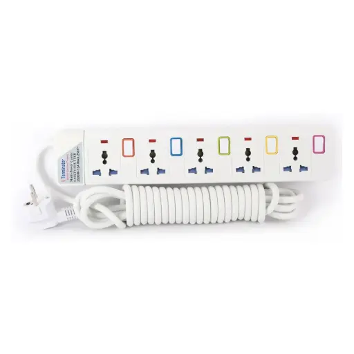 [TPB 915 2RP-5M] Terminator 5 Way Universal  Power Extension Socket With  Individual Switches & Indicators  5M Suchko Plug
