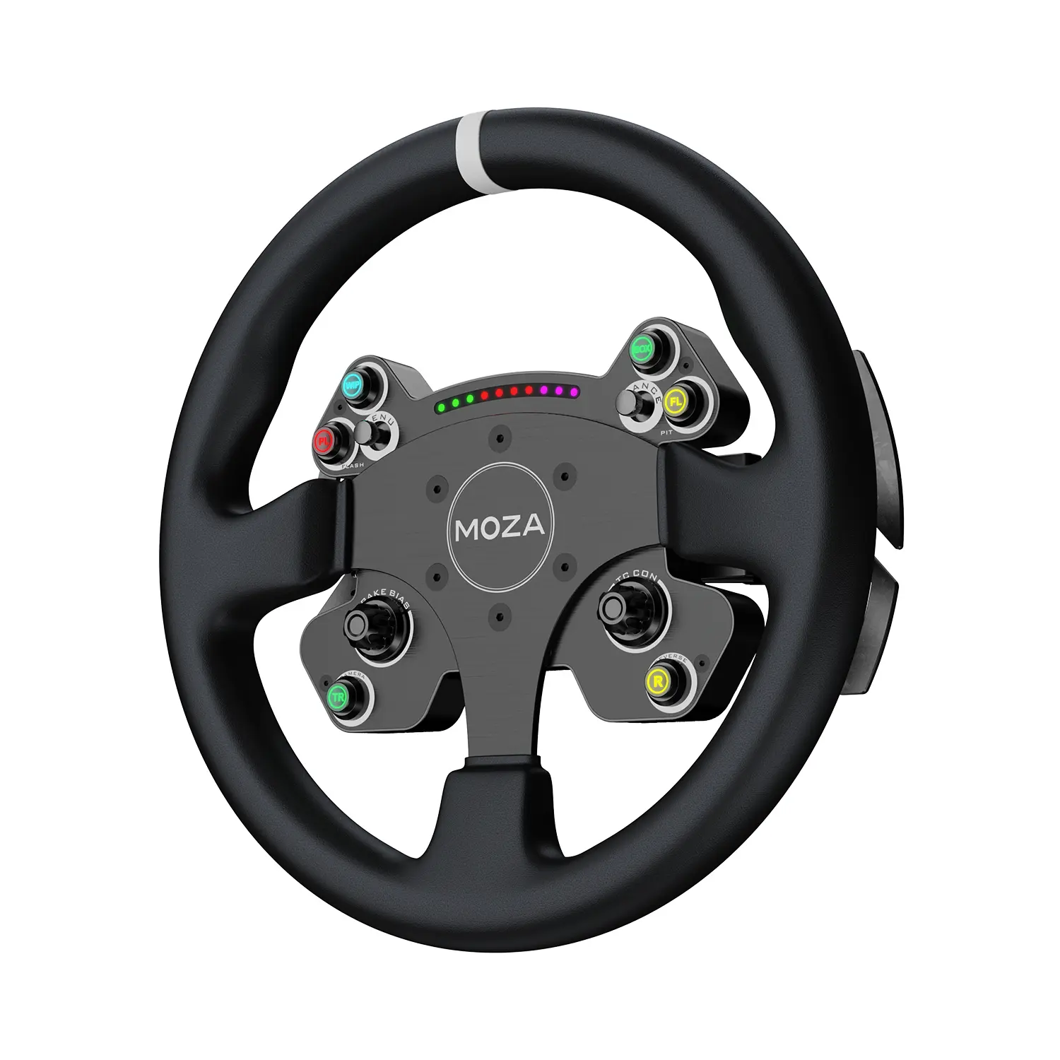 Moza CS Steering Wheel – GT-Style Sim Racing Wheel with Forged Carbon Fiber Plate, Magnetic Shifters & RGB LEDs – 13-Inch Grip – Compatible with Moza Racing Ecosystem 