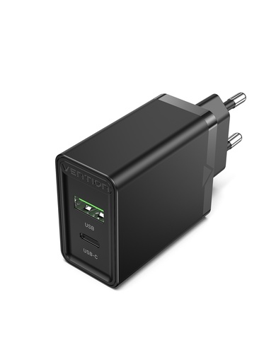 [FBBB0-EU] VENTION Two-Port  USB(A+C) Wall Charger (18W/20W) EU-Plug Black Model # FBBB0-EU