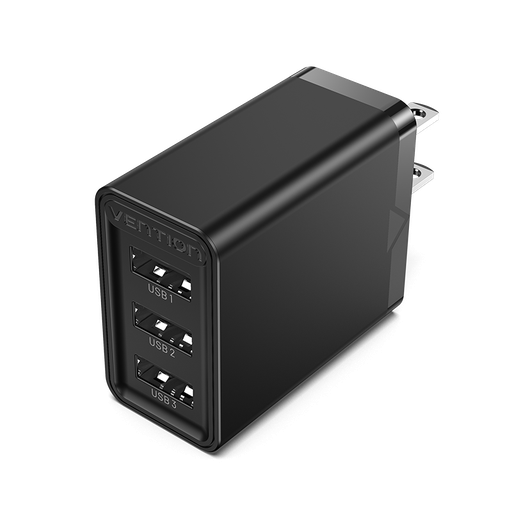 [FEAB0-UK] VENTION 3-port USB(A+A+A) Wall Charger(12W/12W/12W) UK-Plug Black Model # FEAB0-UK