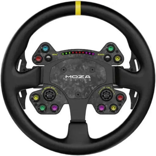 [MOZA RS V2] MOZA RS V2 Steering Wheel, 13" Standard Racing Steering Wheel, Dual-Clutch Magnetic Paddles, RGB Programmable Flow Shift Light, Customized Quick Release, Aluminum Materials, Black